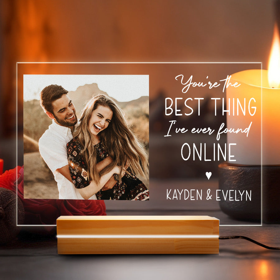 Personalised Valentines Gifts for Boyfriend | Custom Photo Acrylic Plaque Night Light
