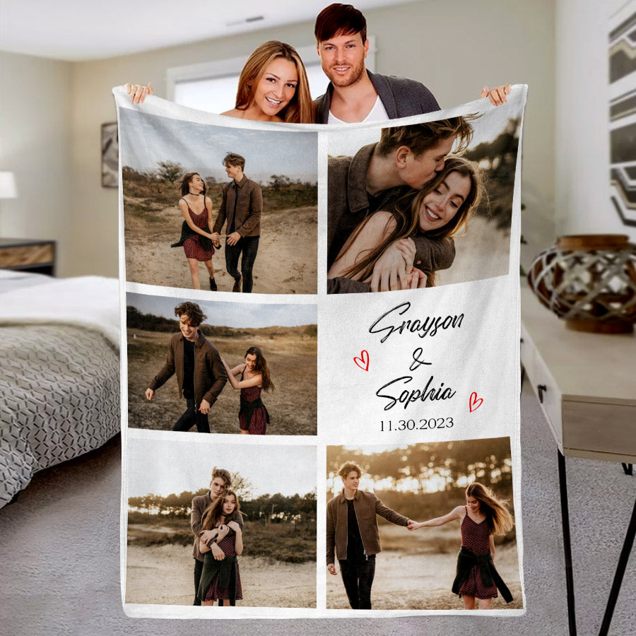 Personalised Valentines Gifts for Him | Custom Blanket with Pictures