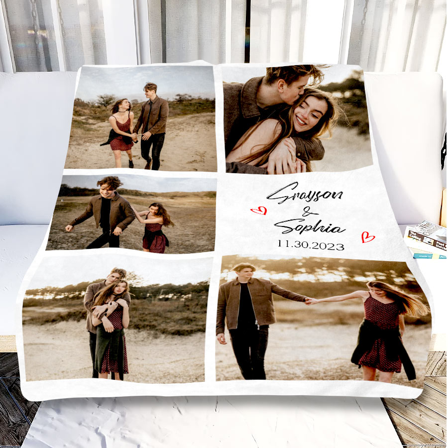 Personalised Valentines Gifts for Him | Custom Blanket with Pictures