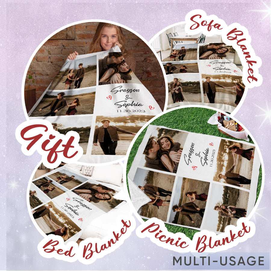 Personalised Valentines Gifts for Him | Custom Blanket with Pictures