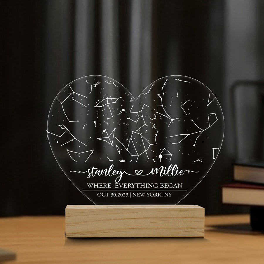 Personalised Valentines Gifts for Him | Personalized Star Map Plaque