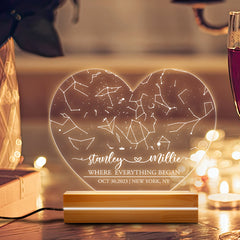 Personalised Valentines Gifts for Him | Personalized Star Map Plaque