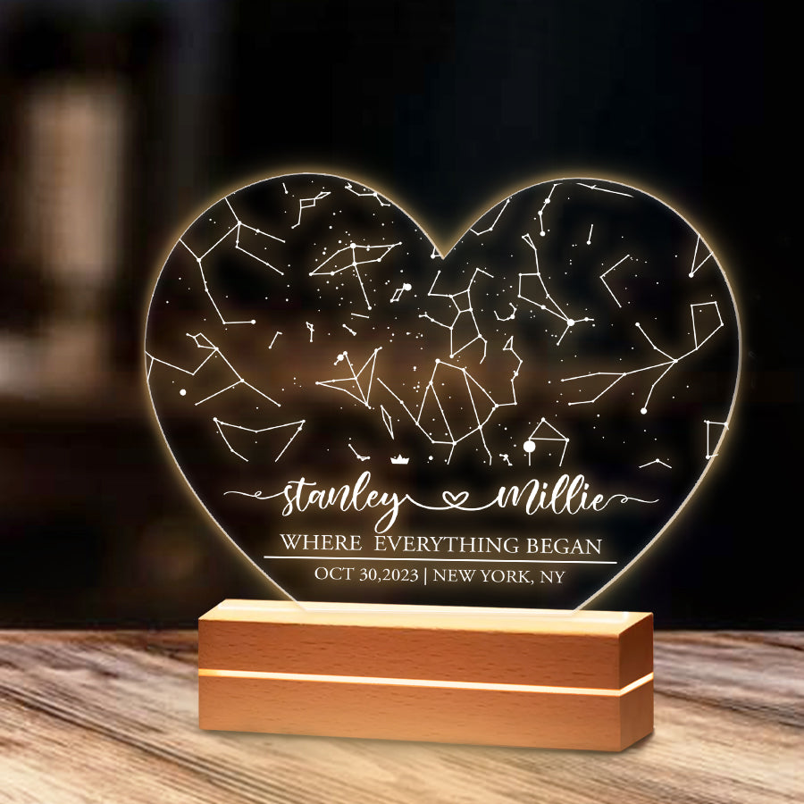 Personalised Valentines Gifts for Him | Personalized Star Map Plaque
