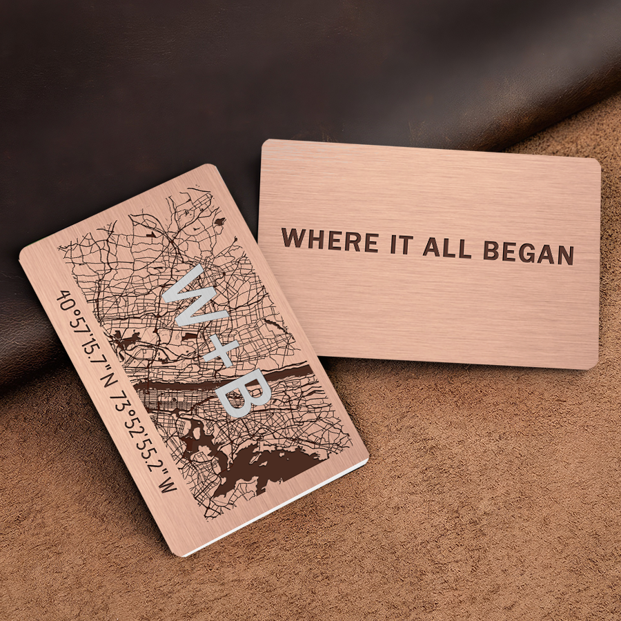 Personalised Valentines Gifts for Men | Custom Map Wallet Insert Card