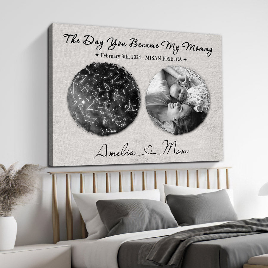 Personalized 1st Mothers Day Gifts | Custom Star Map Mother’s Day Canvas Art