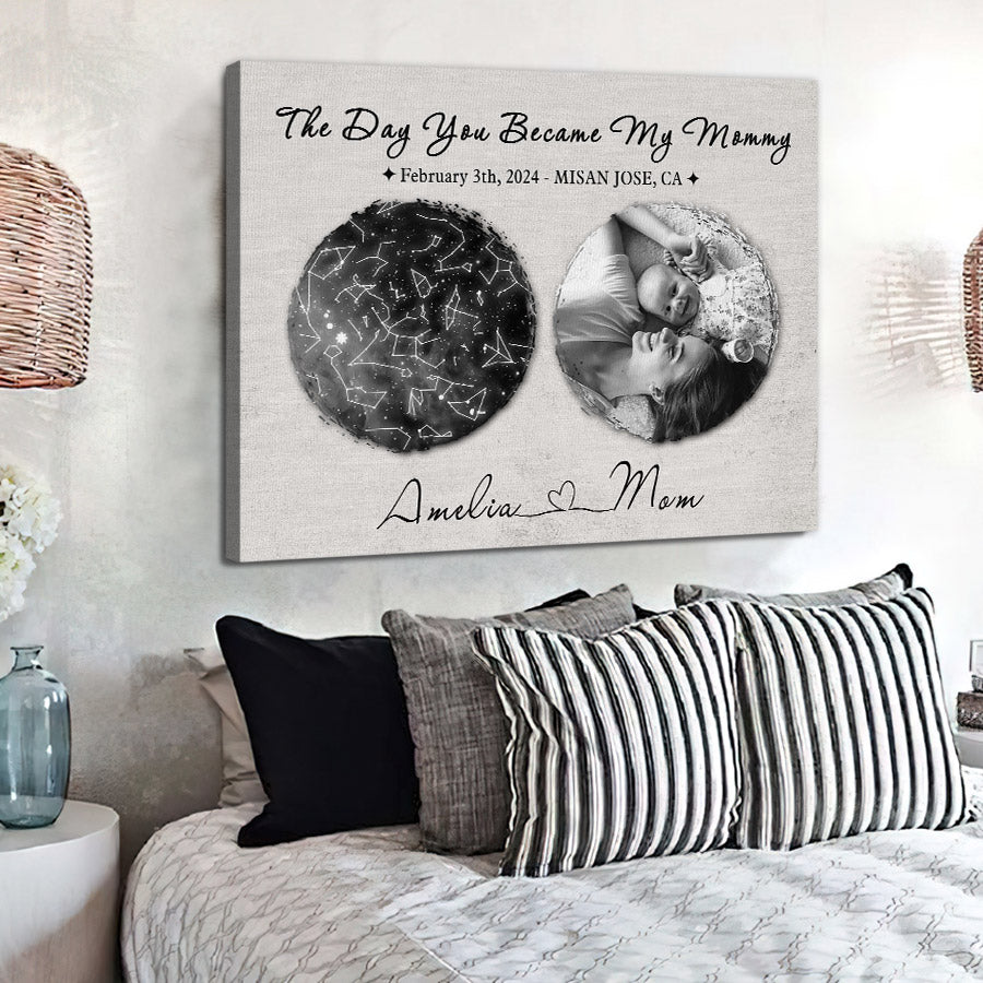 Personalized 1st Mothers Day Gifts | Custom Star Map Mother’s Day Canvas Art