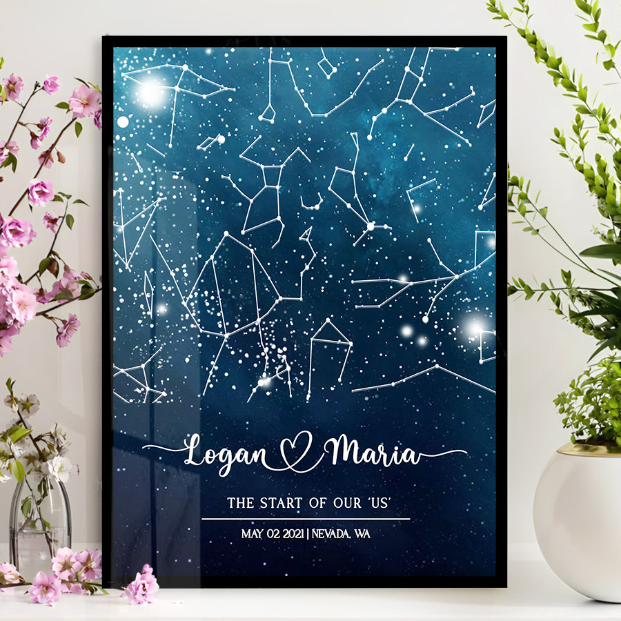 Personalized First Valentine’s Day Gift for Boyfriend | Custom Starmap Canvas Prints