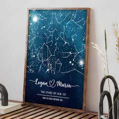 Personalized First Valentine’s Day Gift for Boyfriend | Custom Starmap Canvas Prints