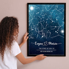 Personalized First Valentine’s Day Gift for Boyfriend | Custom Starmap Canvas Prints