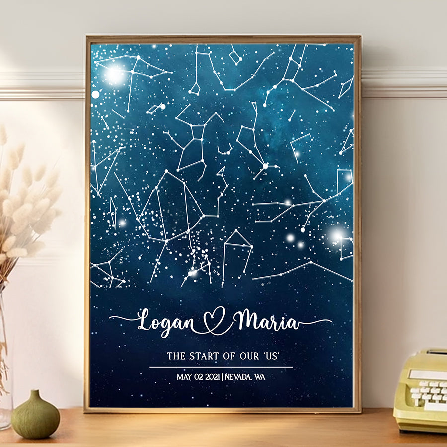 Personalized First Valentine’s Day Gift for Boyfriend | Custom Starmap Canvas Prints