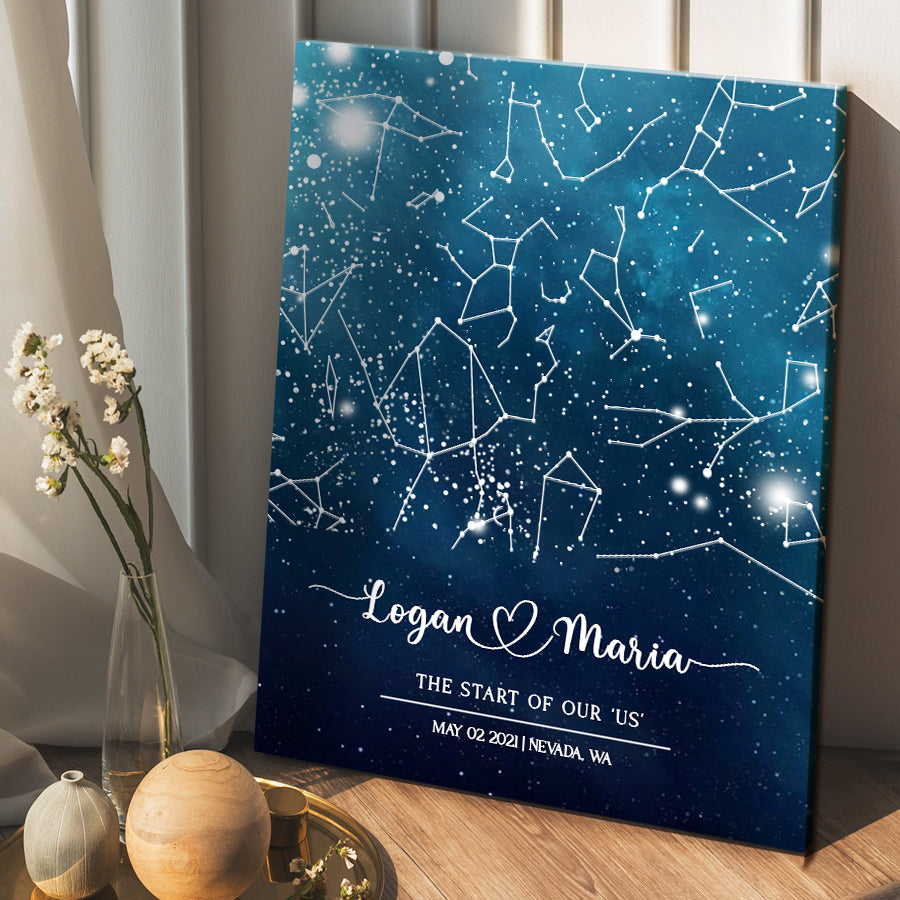 Personalized First Valentine’s Day Gift for Boyfriend | Custom Starmap Canvas Prints