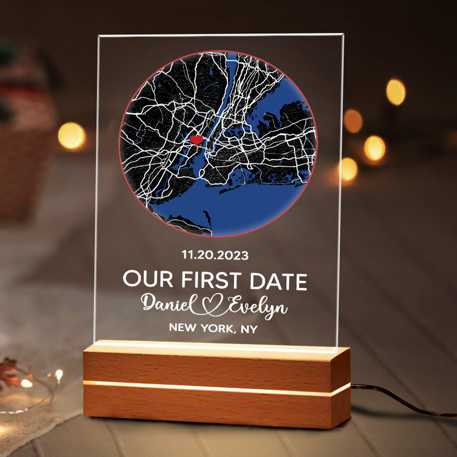 Personalized Gifts for Him for Valentine’s Day | Custom Map Acrylic Plaque Led Night Lights