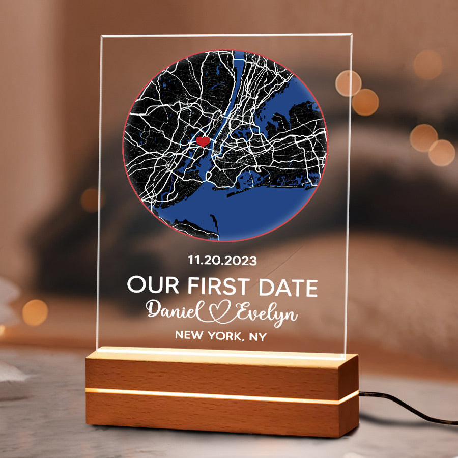 Personalized Gifts for Him for Valentine’s Day | Custom Map Acrylic Plaque Led Night Lights