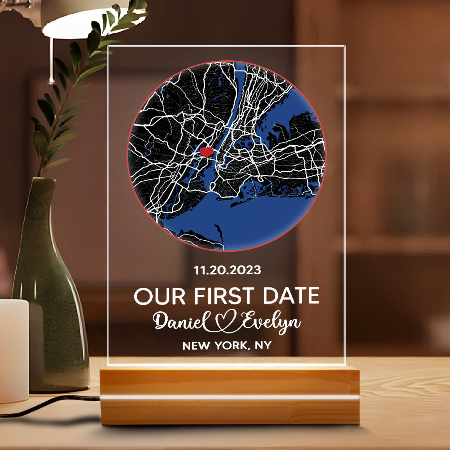 Personalized Gifts for Him for Valentine’s Day | Custom Map Acrylic Plaque Led Night Lights