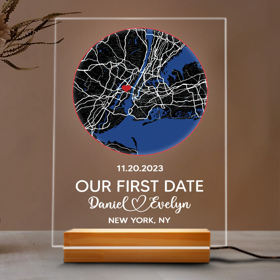 Personalized Gifts for Him for Valentine’s Day | Custom Map Acrylic Plaque Led Night Lights