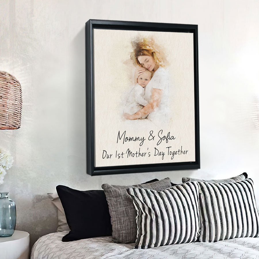 Personalized Gifts For New Mom | Watercolor Photo Canvas For 1st Mother’s Day
