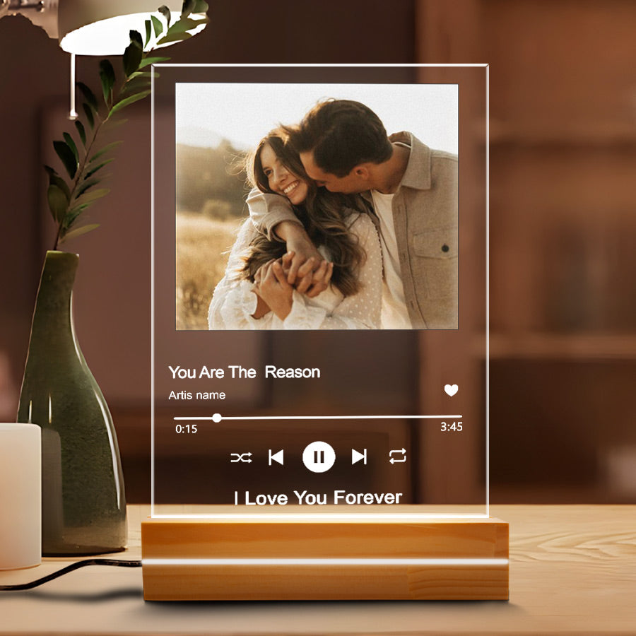 Personalized Mens Valentines Day Gifts | Custom Song Acrylic Plaque Led Night Light