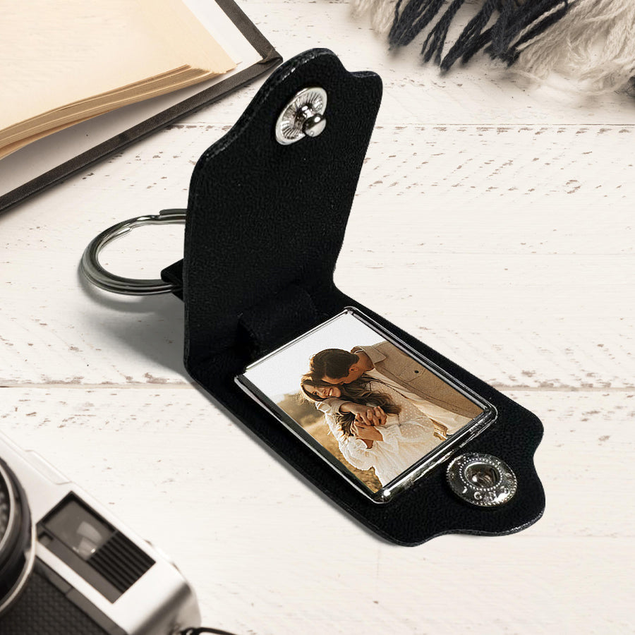 Personalized Mens Valentines Day Gifts | Custom Photo Leather Keychain