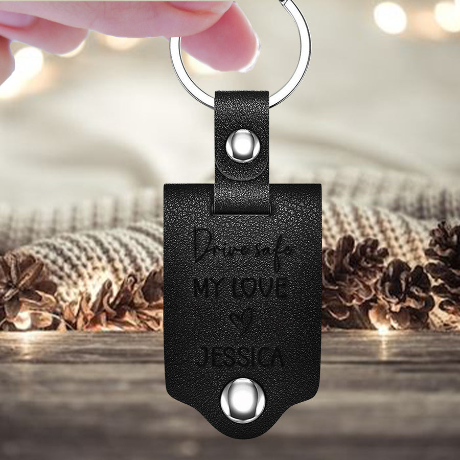 Personalized Mens Valentines Day Gifts | Custom Photo Leather Keychain