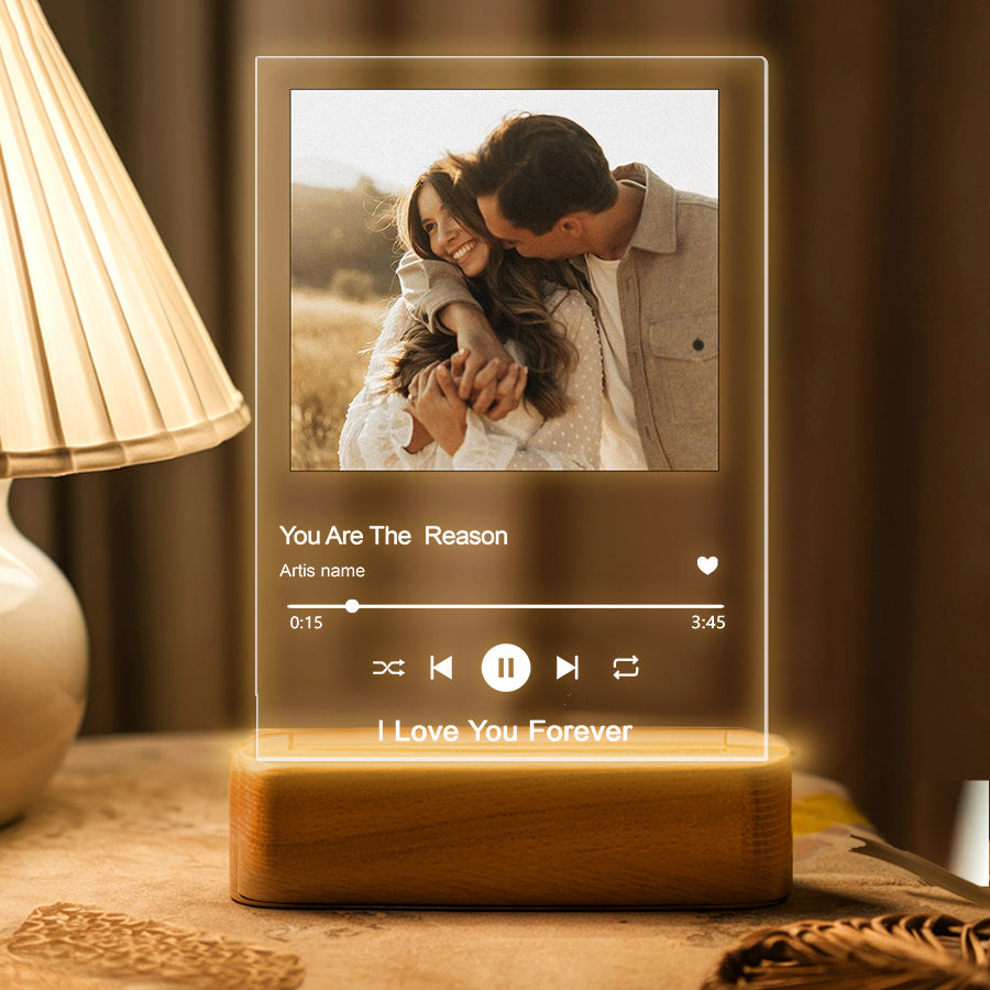 Personalized Mens Valentines Day Gifts | Custom Song Acrylic Plaque Led Night Light