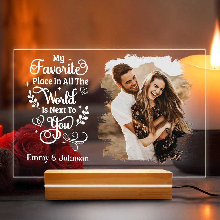 Personalized Mens Valentines Gifts | Custom Photo Acrylic Plaque Led Night Light