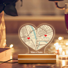 Personalized Valentine Gift | Custom Map Led Night Light