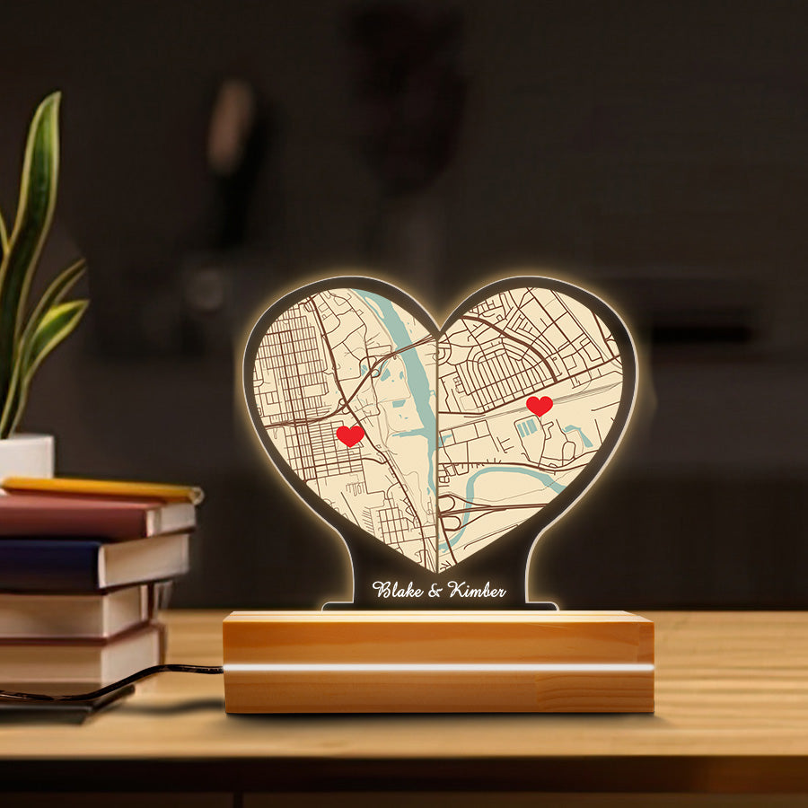 Personalized Valentine Gift | Custom Map Led Night Light