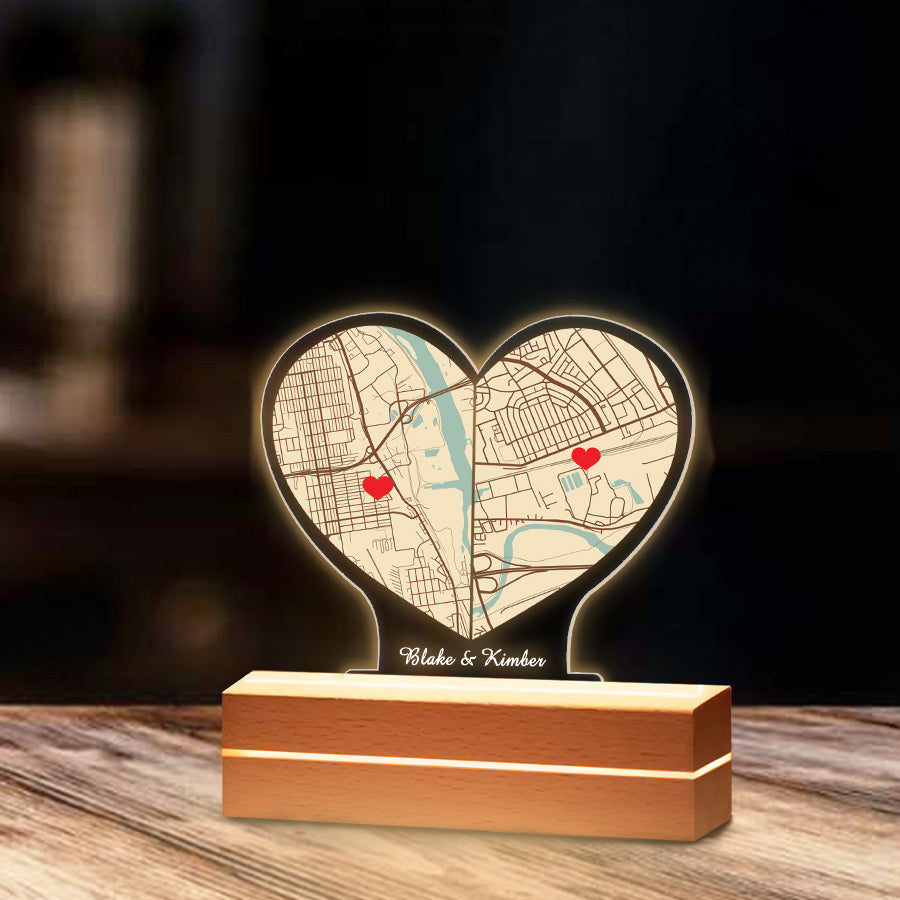 Personalized Valentine Gift | Custom Map Led Night Light