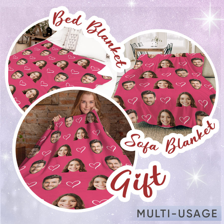Personalized Valentine Gifts for Him | Custom Blanket with Pictures