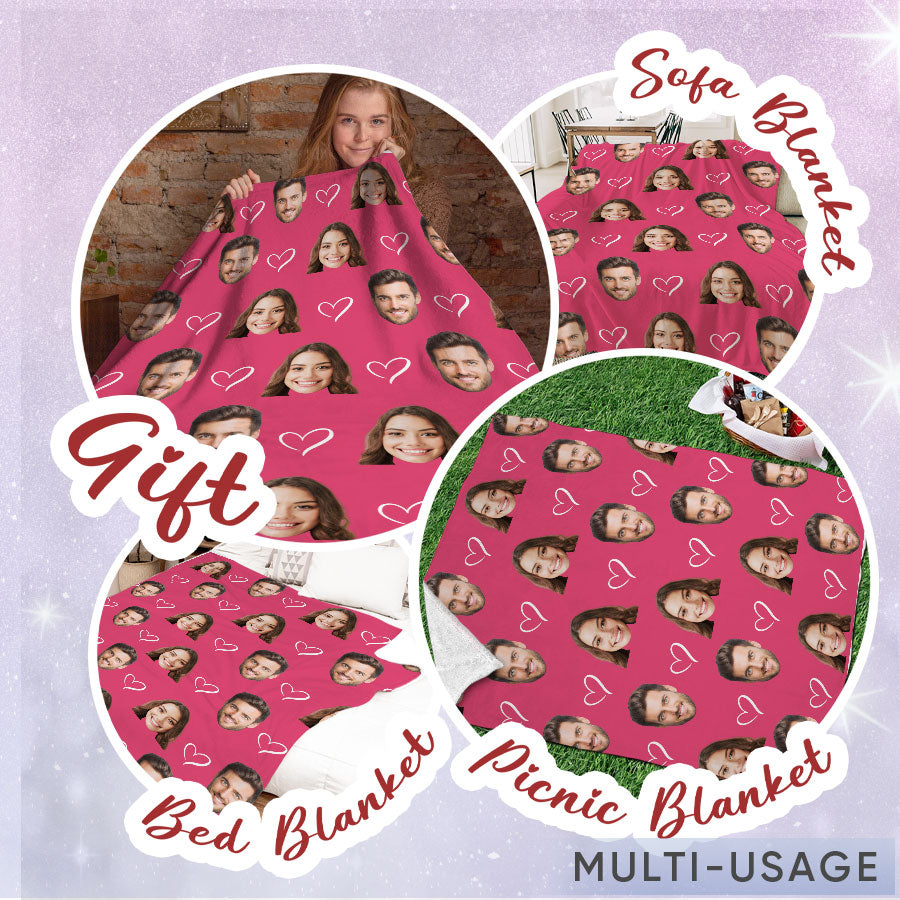 Personalized Valentine Gifts for Him | Custom Blanket with Pictures