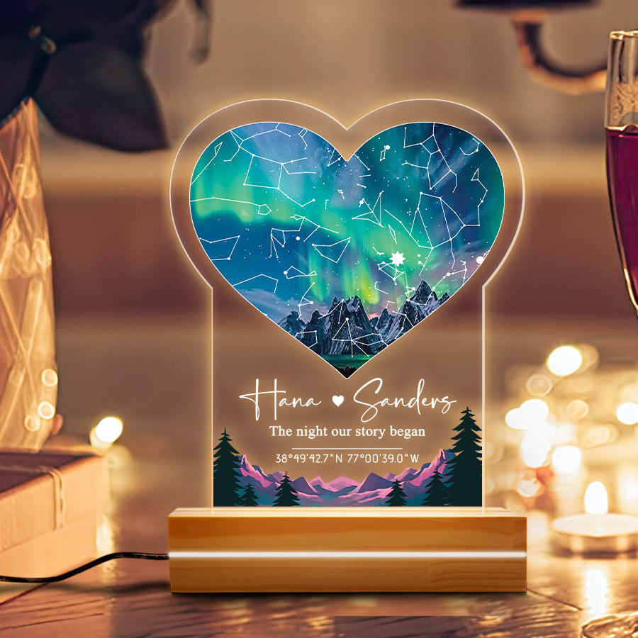 Personalized Valentine Gifts for Him | Custom Star Map With Names Plaque