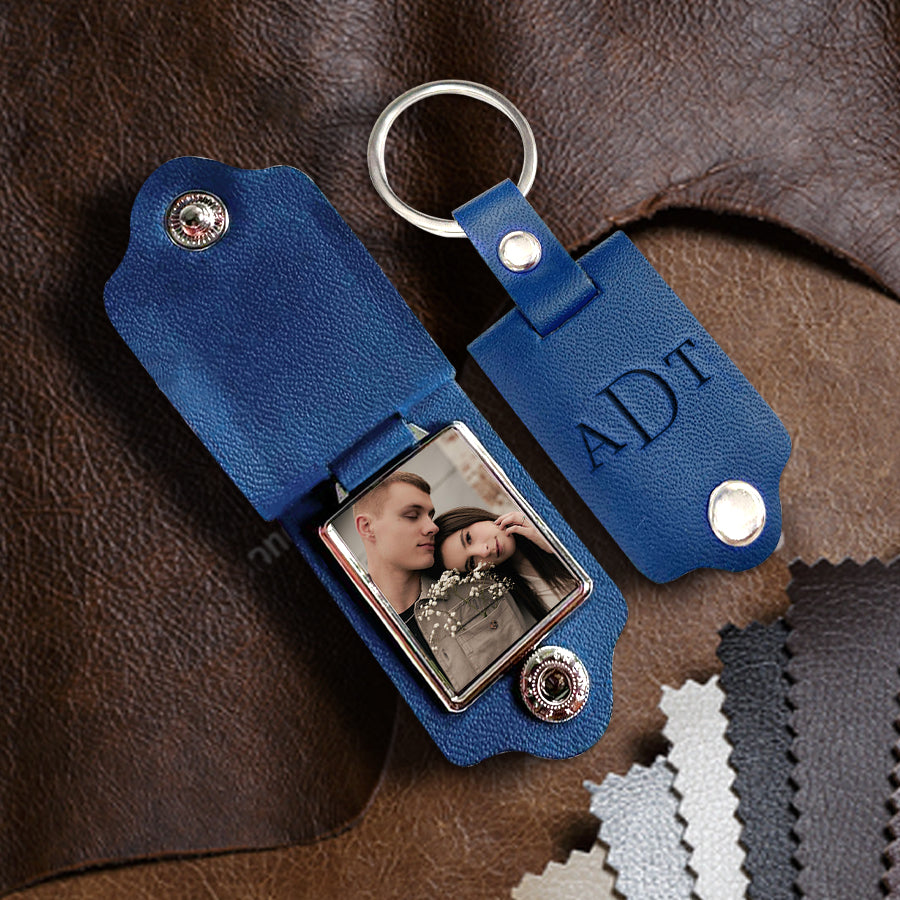 Personalized Valentine Gifts for Him | Custom Leather Keychain
