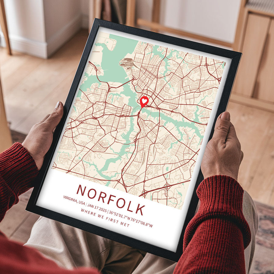 Personalized Valentine’s Day Gift for Husband | Map Valentine