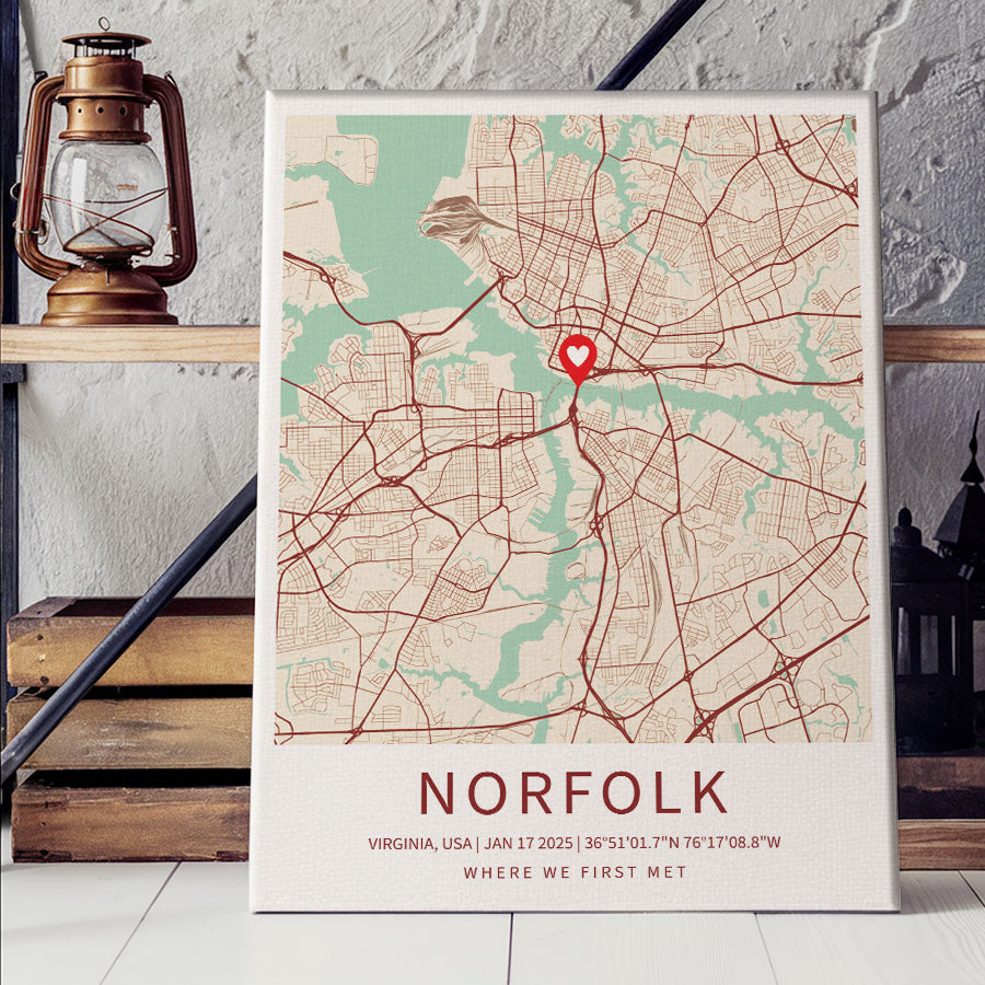 Personalized Valentine’s Day Gift for Husband | Map Valentine