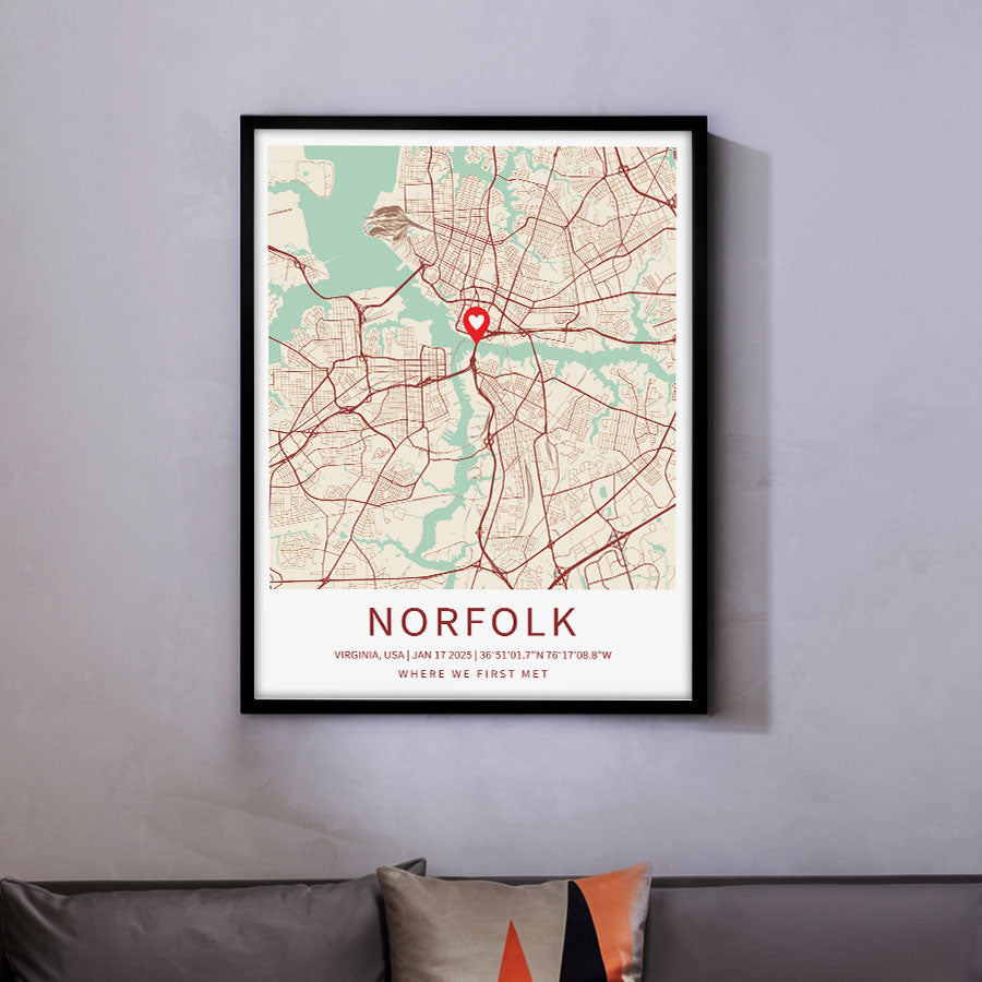 Personalized Valentine’s Day Gift for Husband | Map Valentine