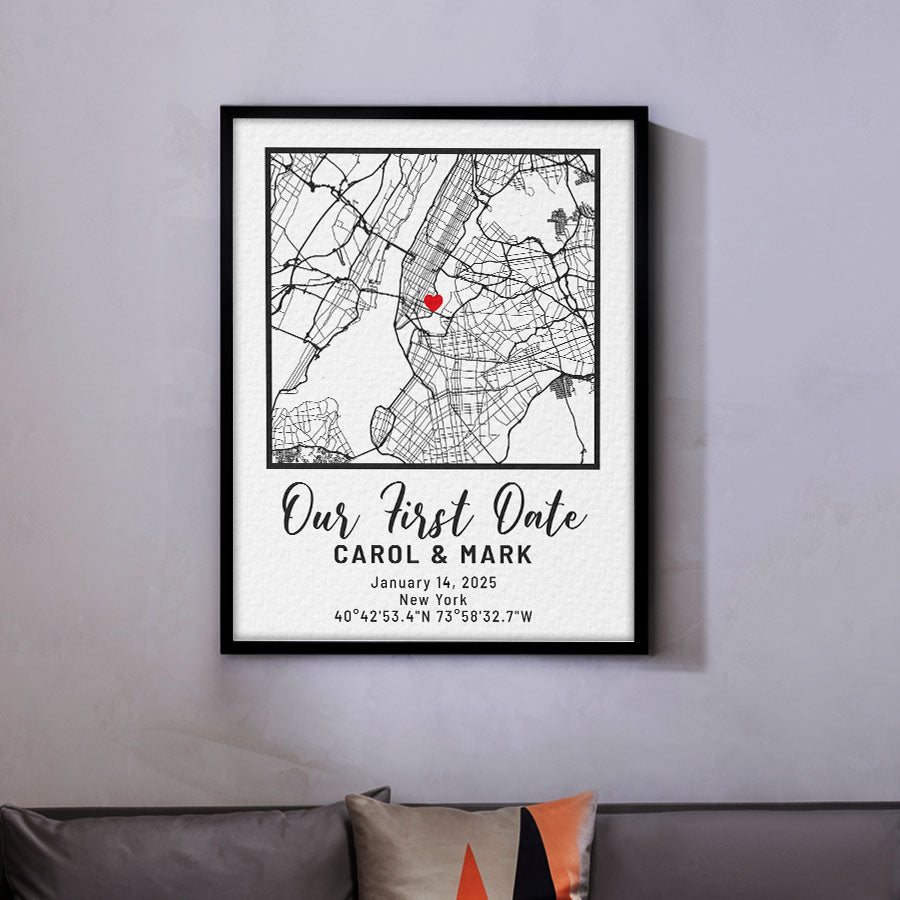 Personalized Valentine’s Day Gift for Husband | Custom Map Print