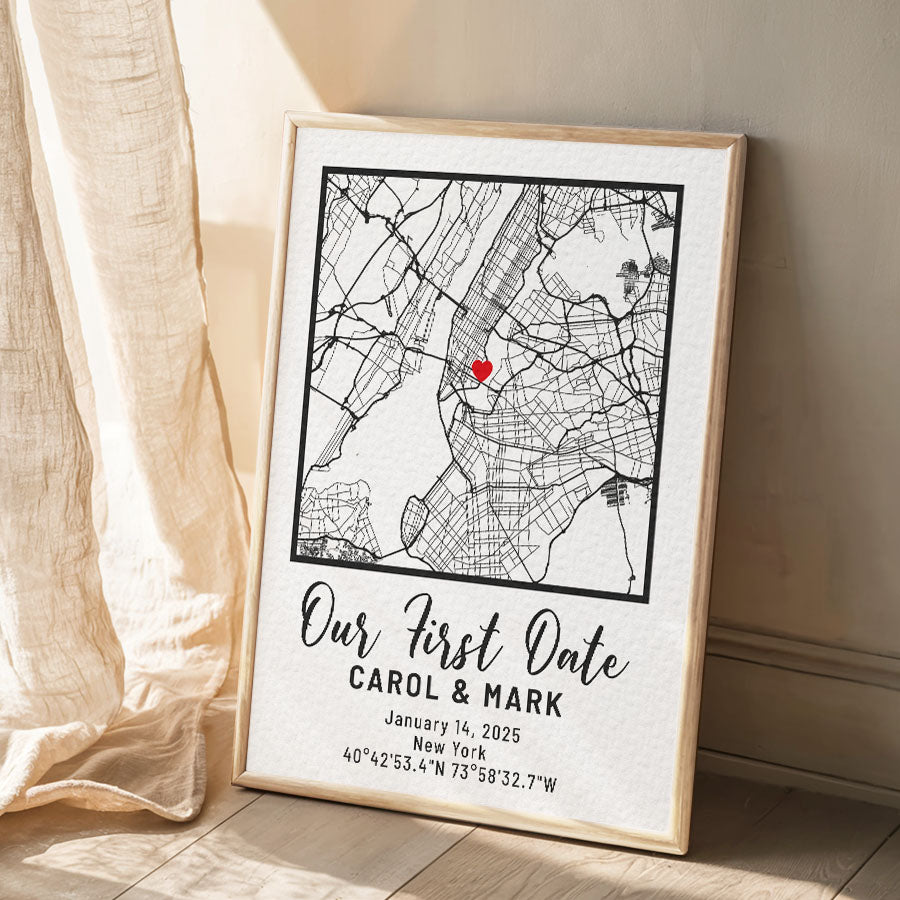 Personalized Valentine’s Day Gift for Husband | Custom Map Print