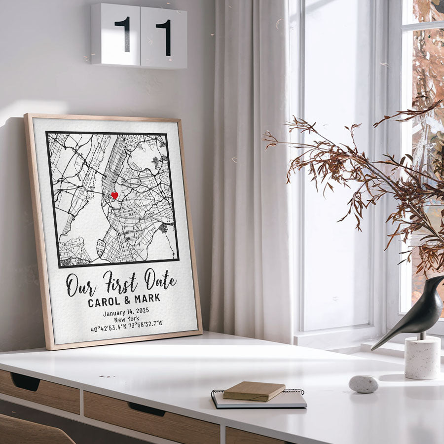 Personalized Valentine’s Day Gift for Husband | Custom Map Print