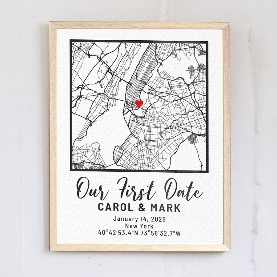 Personalized Valentine’s Day Gift for Husband | Custom Map Print