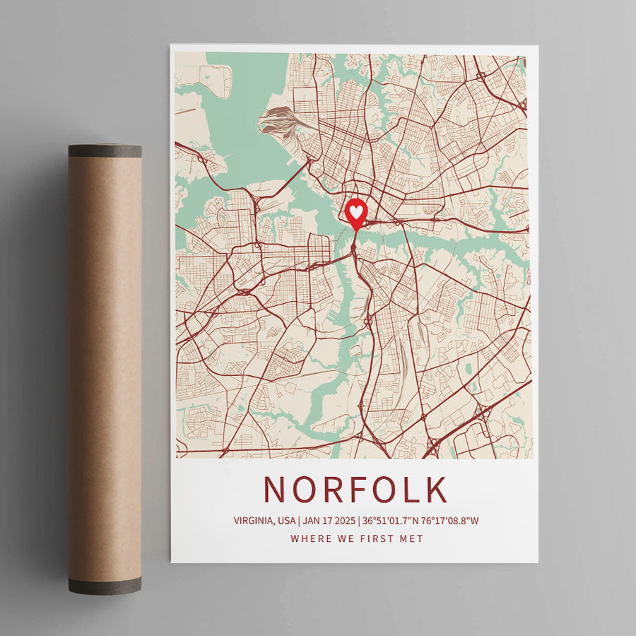Personalized Valentine’s Day Gift for Husband | Map Valentine