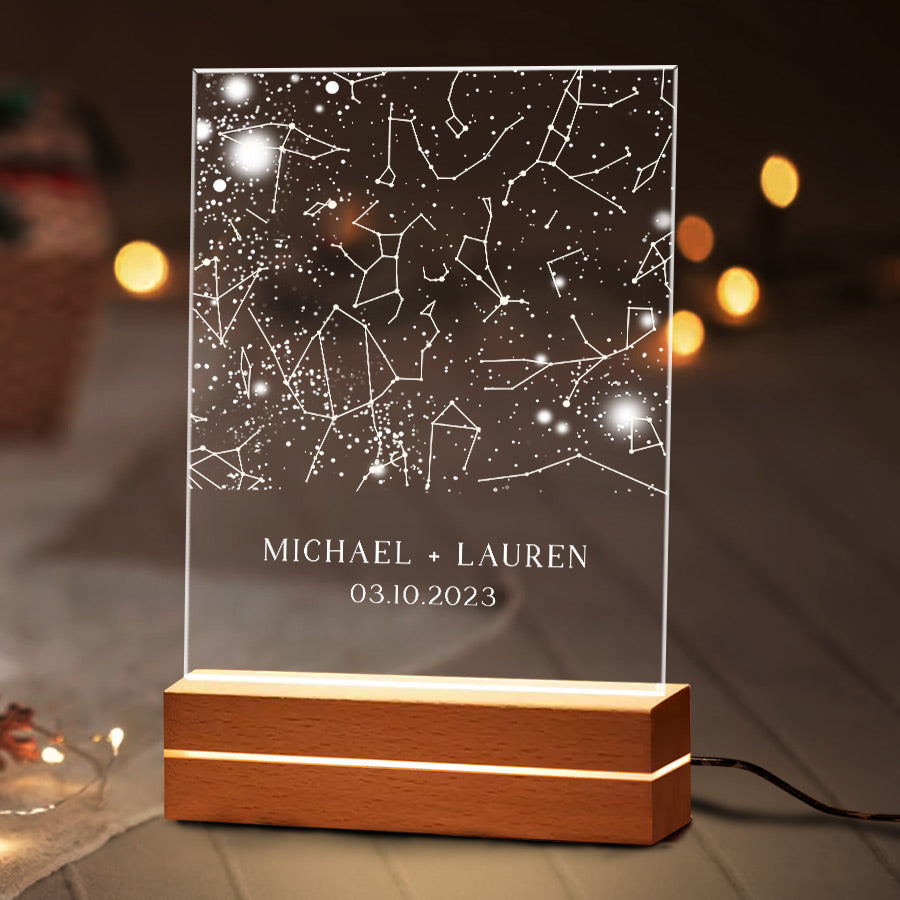 Personalized Valentine’s Day Gifts for Him | Custom Star Map Plaque Led Night Light