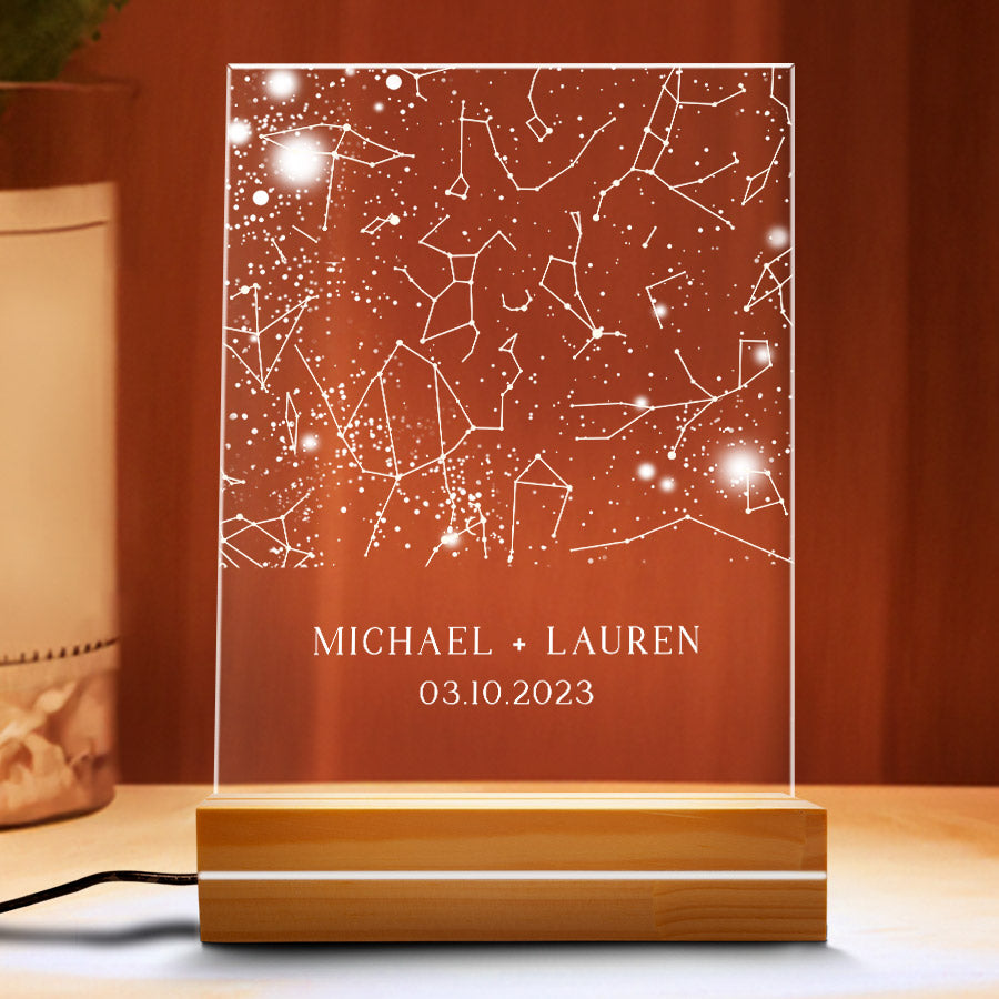 Personalized Valentine’s Day Gifts for Him | Custom Star Map Plaque Led Night Light