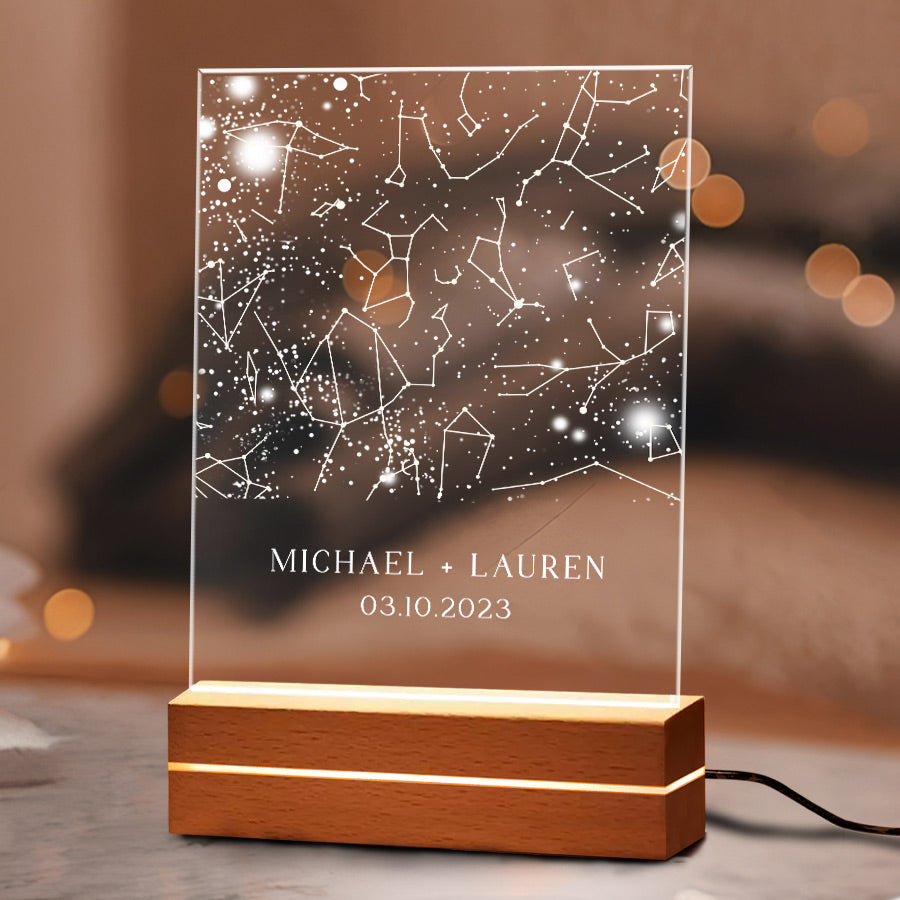 Personalized Valentine’s Day Gifts for Him | Custom Star Map Plaque Led Night Light