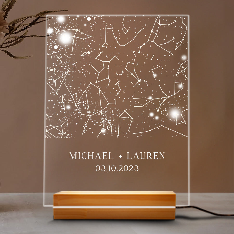 Personalized Valentine’s Day Gifts for Him | Custom Star Map Plaque Led Night Light