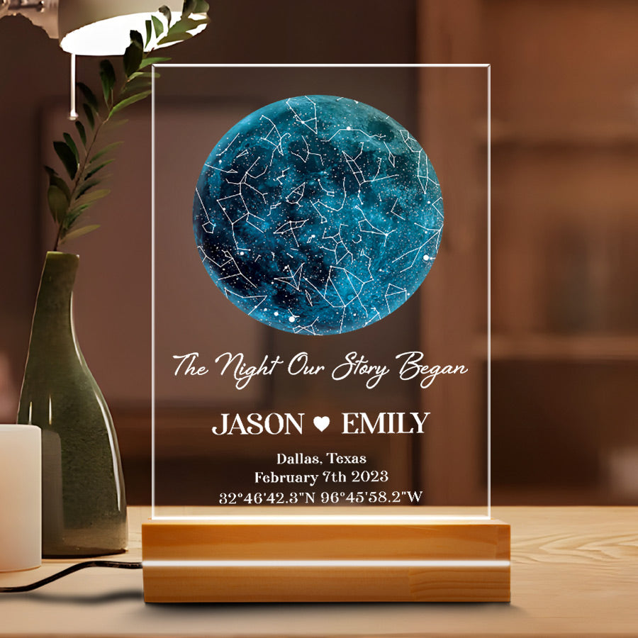 Personalized Valentine’s Day Gifts for Husband | Custom Star Map Plaque Led Night Light