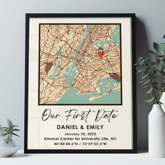 Personalized Valentine’s Day Gifts for Husband | Custom Map Printed Canvas