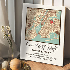 Personalized Valentine’s Day Gifts for Husband | Custom Map Printed Canvas