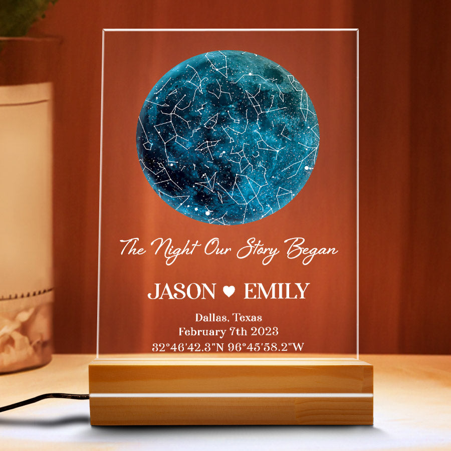 Personalized Valentine’s Day Gifts for Husband | Custom Star Map Plaque Led Night Light