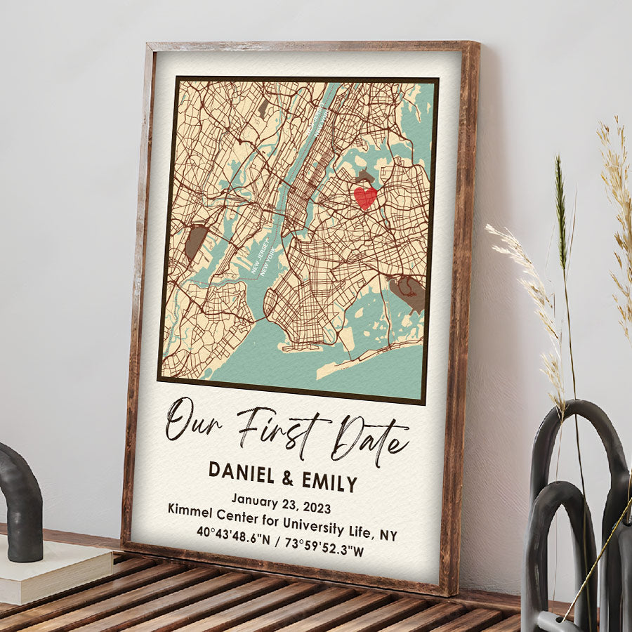 Personalized Valentine’s Day Gifts for Husband | Custom Map Printed Canvas