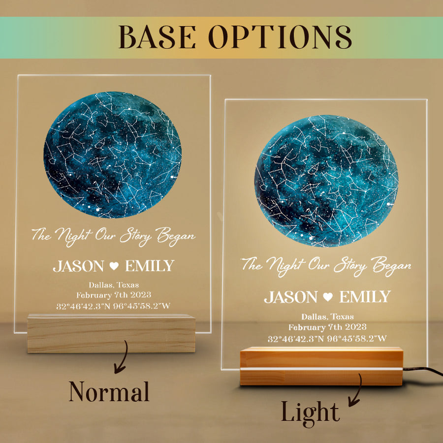 Personalized Valentine’s Day Gifts for Husband | Custom Star Map Plaque Led Night Light